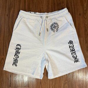Chrome Hearts White Tonal Monogram Horseshoe Script Logo Shorts Unisex Size 2XL